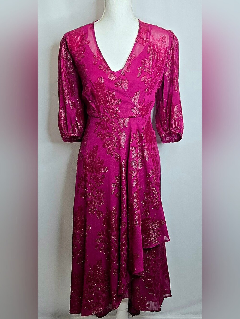 Calvin Klein Metallic Burnout Wedding Guest & Mother of the Bride Dress NWOT 10